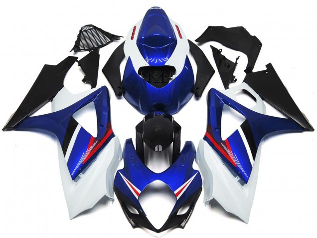 2007-2008 OEM Estilo Azul Brillante & Rojo Blanco GSXR 1000 Carenado