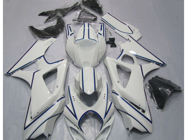 2007-2008 Raya Fina Azul Blanca Brillante GSXR 1000 Carenado