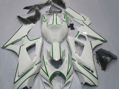 2007-2008 Raya Pin Verde Blanco Brillante GSXR 1000 Carenado