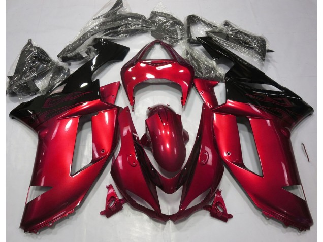 2007-2008 Rojo Brillante & Negro ZX6R Carenado