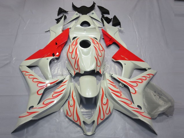 2007-2008 Rojo Llama Sobre Blanco CBR600RR Carenado
