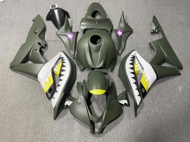 2007-2008 Tiburón Verde Mate & Amarillo CBR600RR Carenado
