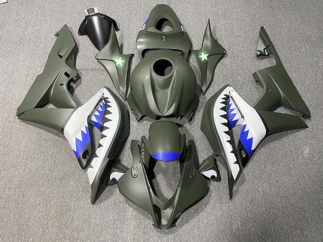 2007-2008 Tiburón Verde Mate & Azul CBR600RR Carenado