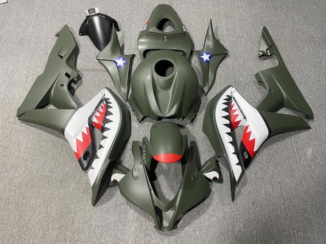 2007-2008 Tiburón Verde Mate & Rojo CBR600RR Carenado