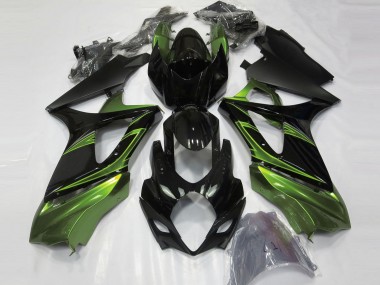 2007-2008 Verde Eléctrico & Negro Brillante GSXR 1000 Carenado
