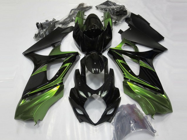 2007-2008 Verde Eléctrico & Negro Brillante GSXR 1000 Carenado