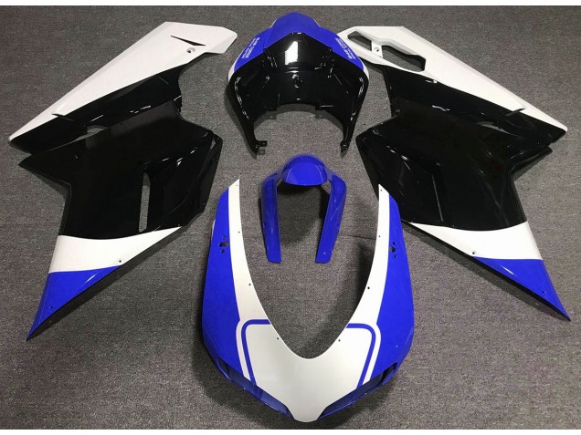 2007-2014 Azul Brillante Blanco & Negro Ducati 848 1098 1198 Carenado