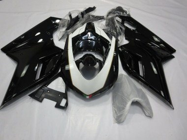 2007-2014 Blanco & Negro Brillante Ducati 848 1098 1198 Carenado