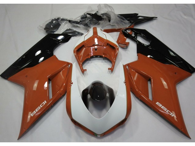 2007-2014 Naranja Brillante & Blanco Ducati 848 1098 1198 Carenado