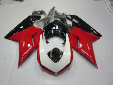 2007-2014 Negro Rojo & Blanco Ducati 848 1098 1198 Carenado