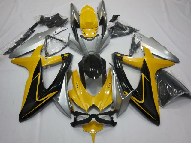 2008-2010 Amarillo Negro & Plata GSXR 600-750 Carenado