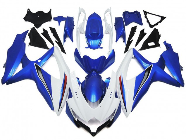 2008-2010 Blanco Brillante Con Plata & Azul GSXR 600-750 Carenado
