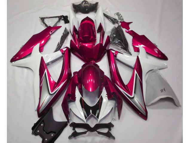 2008-2010 Rojo Brillante & Blanco GSXR 600-750 Carenado