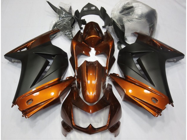 2008-2012 Naranja & Negro Mate Ninja 250 Carenado