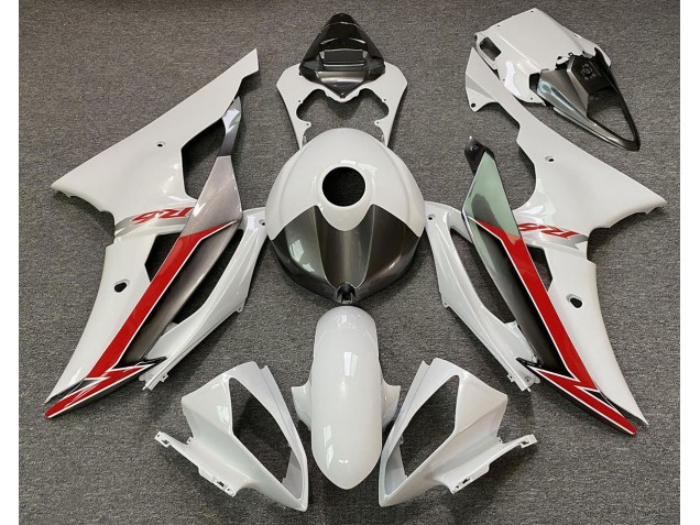 2008-2016 Blanco Brillo Plata & Rojo R6 Carenado