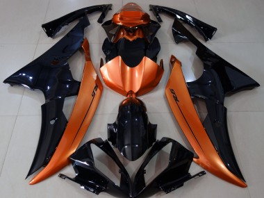 2008-2016 Negro Brillante & Naranja Claro R6 Carenado