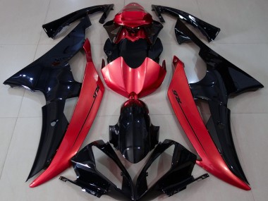 2008-2016 Negro Brillante & Rojo Caramelo R6 Carenado