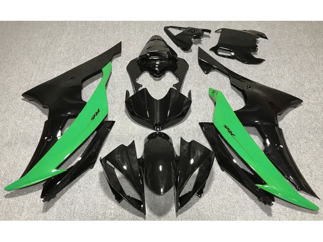 2008-2016 Negro Brillante & Verde R6 Carenado