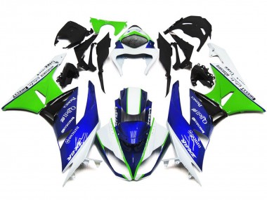 2009-2012 Azul Profundo Verde & Blanco ZX6R Carenado