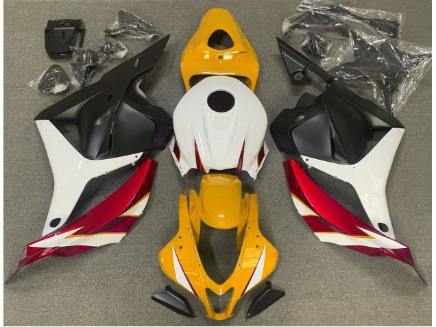 2009-2012 Rojo Brillo Blanco & Amarillo CBR600RR Carenado