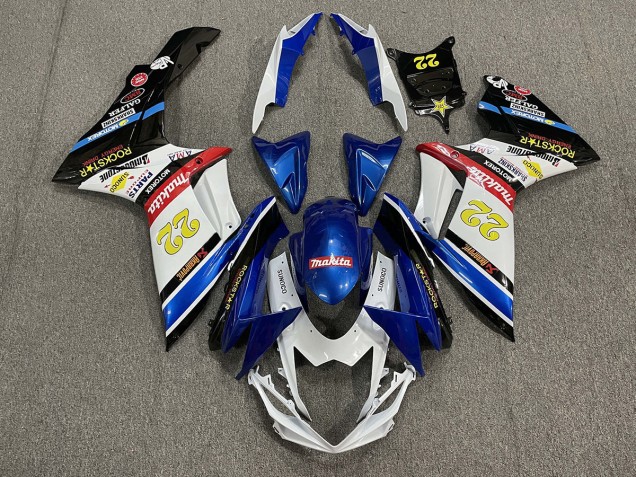 2011-2024 22 Rockstar Blanco & Azul GSXR 600-750 Carenado