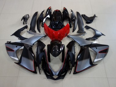 2011-2024 Gris Brillante / Negro Con Rojo GSXR 600-750 Carenado