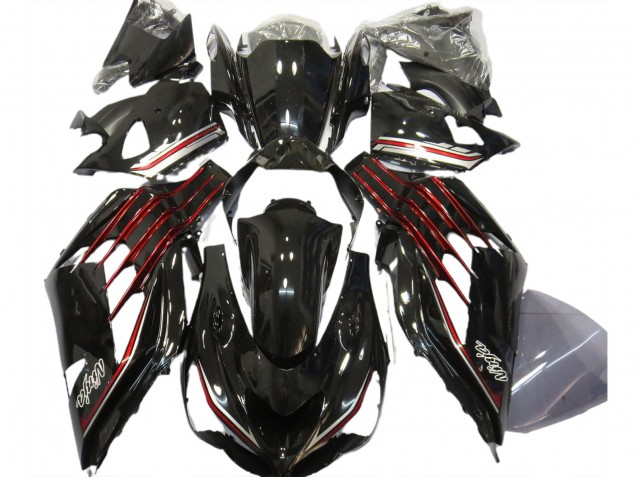 2012-2021 Negro Brillante & Rojo ZX14R Carenado