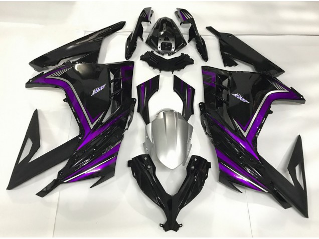 2013-2018 Negro Brillante & Morado Ninja 300 Carenado