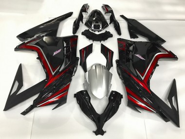 2013-2018 Negro Brillante & Rojo Ninja 300 Carenado