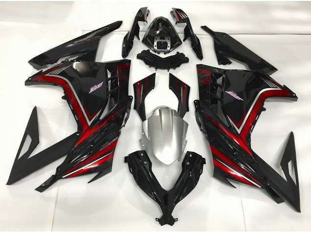 2013-2018 Negro Brillante & Rojo Ninja 300 Carenado