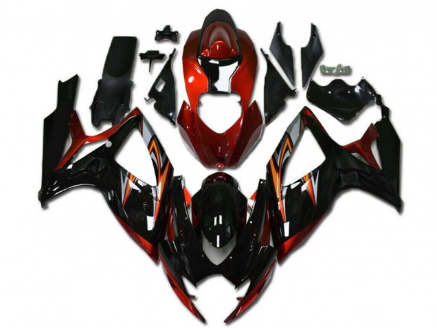 Carenados Moto Suzuki GSXR 600/750 2006-2007 - Naranja Plata Negro Brillante Raya Asequibles