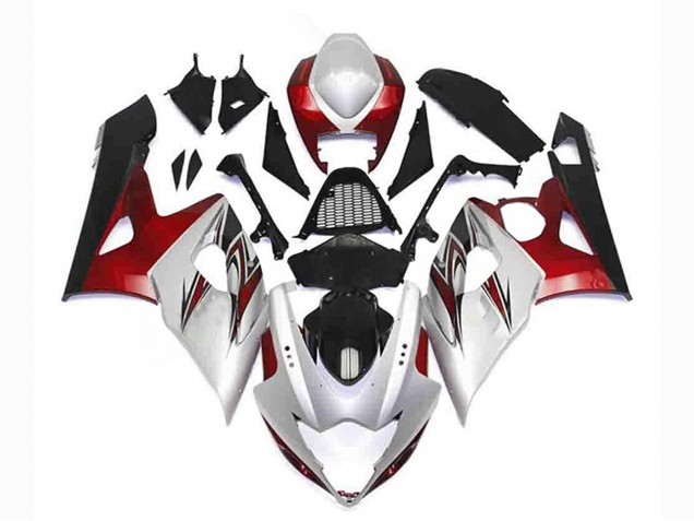 Kits Carenado Moto Suzuki GSXR 1000 2005-2006 - Plata Rojo Negro Asequibles