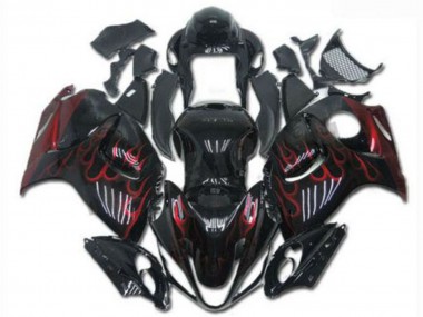 Carenados Moto Suzuki GSXR 1300 Hayabusa 2008-2020 - Negro Brillante Rojo Llama Asequibles