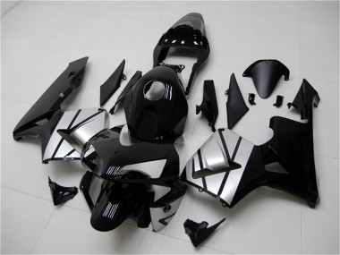 Carenados Moto Honda CBR600RR 2003-2004 - Plata Negro Brillante Raya Asequibles