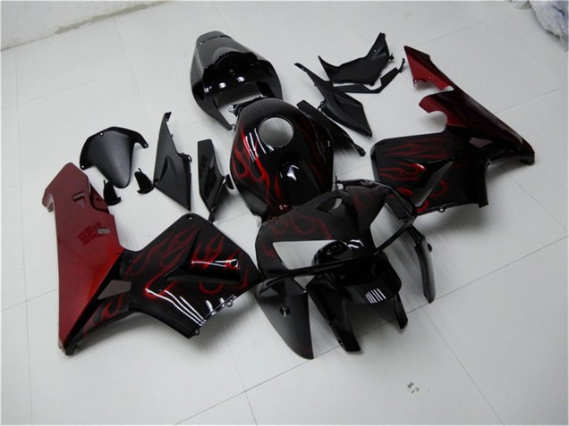 Kits Carenado Moto Honda CBR600RR 2005-2006 - Negro Brillante Rojo Llama Asequibles