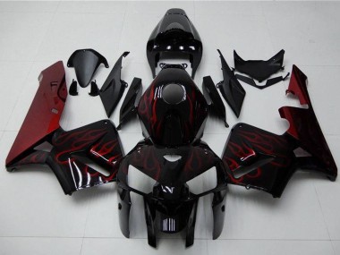 Kits Carenado Moto Honda CBR600RR 2005-2006 - Negro Brillante Rojo Llama Asequibles