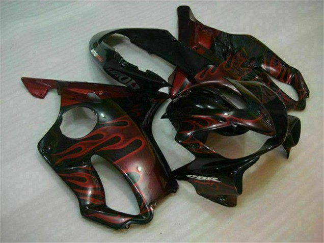 Carenados Moto Honda CBR600 F4i 2004-2007 - Negro Brillante Rojo Llama Asequibles
