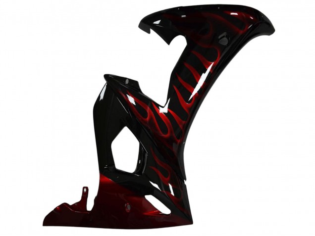 Carenado Moto Yamaha YZF R6 2003-2004 - Negro Brillante Rojo Llama Asequibles