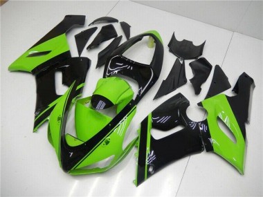 Carenado Moto Kawasaki ZX6R 2005-2006 - Verde Negro Brillante Asequibles