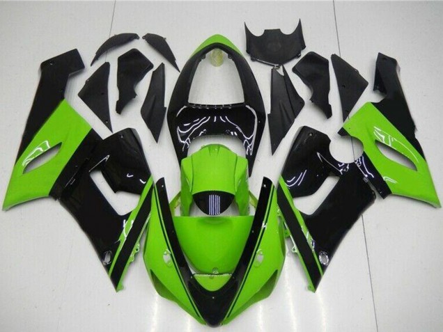 Carenado Moto Kawasaki ZX6R 2005-2006 - Verde Negro Brillante Asequibles