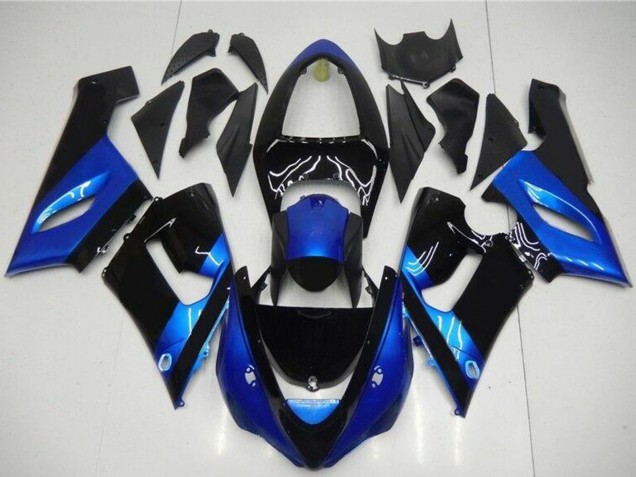 Kits Carenado Moto Kawasaki ZX6R 2005-2006 - Azul Negro Brillante Asequibles