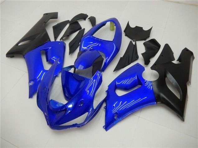 Carenados Moto Kawasaki ZX6R 2005-2006 - Azul Negro Mate Asequibles