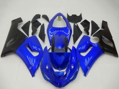 Carenados Moto Kawasaki ZX6R 2005-2006 - Azul Negro Mate Asequibles
