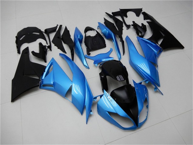 Carenados Moto Kawasaki ZX6R 2009-2012 - Azul Claro Negro Brillante Asequibles