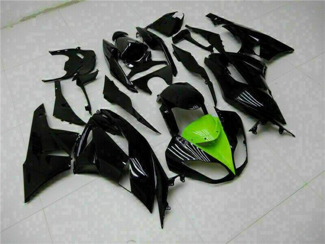 Carenados Moto Kawasaki ZX6R 2009-2012 - Negro Brillante Verde Asequibles