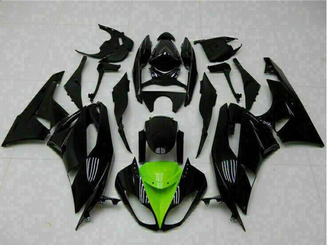 Carenados Moto Kawasaki ZX6R 2009-2012 - Negro Brillante Verde Asequibles