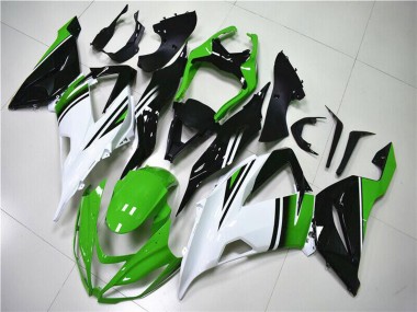 Carenados Moto Kawasaki ZX6R 2013-2018 - Verde Blanco Negro Brillante Asequibles