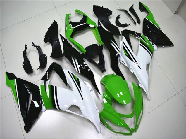 Carenados Moto Kawasaki ZX6R 2013-2018 - Verde Blanco Negro Brillante Asequibles