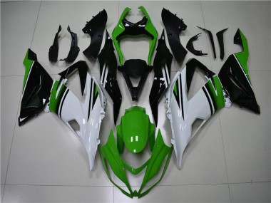 Carenados Moto Kawasaki ZX6R 2013-2018 - Verde Blanco Negro Brillante Asequibles