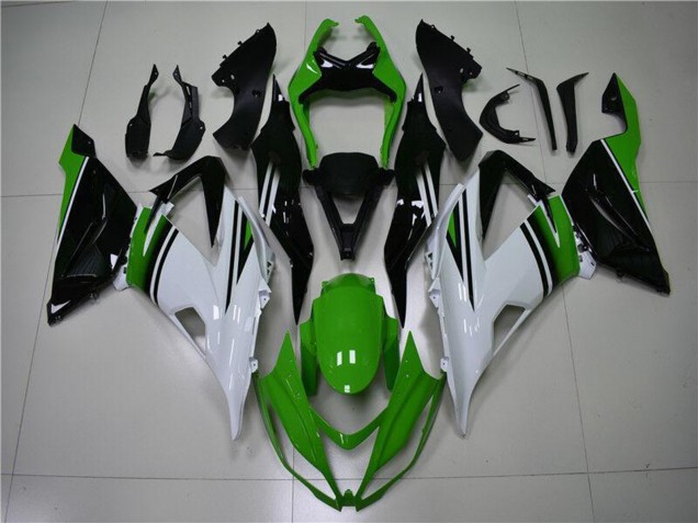 Carenados Moto Kawasaki ZX6R 2013-2018 - Verde Blanco Negro Brillante Asequibles